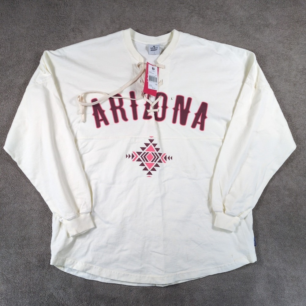 Arizona Coyotes Shirt Unisex Large White Spirit Jersey Trib Aztec Lace Up Neck